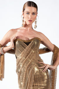 Cori Gold Corset - Long Dress