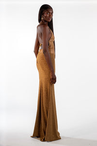 Alison Gold Strappy Maxi Gown