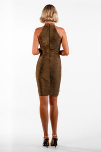 Francis Bronze Halter Mini Dress