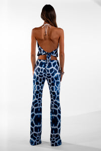 Gardenia Blue Giraffe Cropped Top