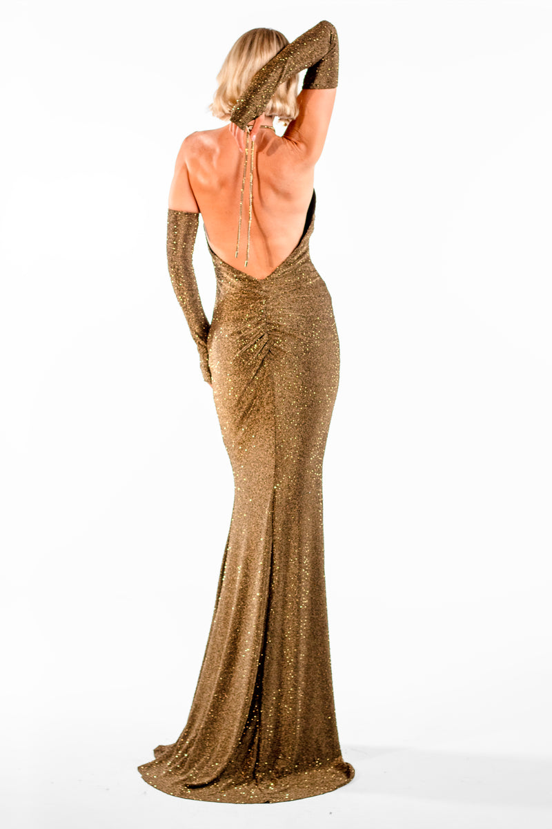 Violeta Bronze Halte Maxi Gown