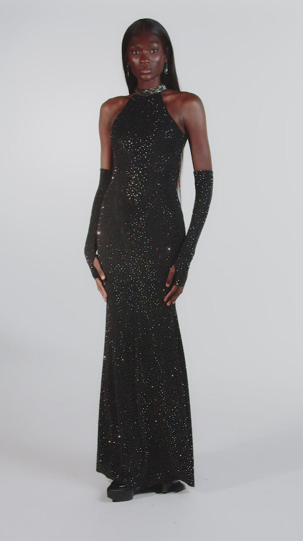 Francis Black Halter Maxi Gown