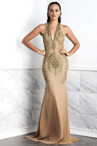 Wilma Ligth Coffee Long Dress - BACCIO Couture