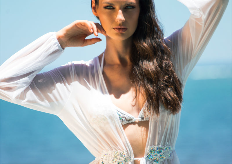 Linda Mesh Cover Up Crystal White - BACCIO by Altamirano