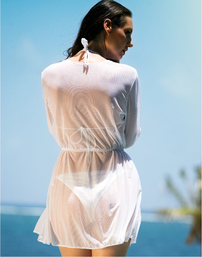 Linda Mesh Cover Up Crystal White - BACCIO by Altamirano