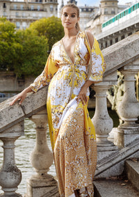 Cher Chaina White Yellow - Long Dress