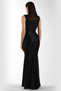 Venezia Hand Painted Long Dress Black