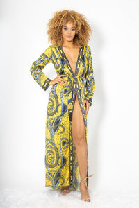 Duster Yellow Silk Long Dress - BACCIO Couture